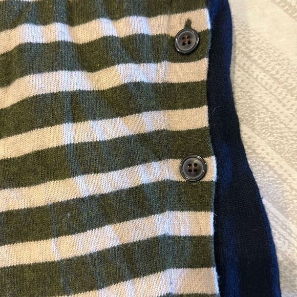 J. Crew Women’s Green & Ivory Elbow Patch Striped Navy Sweater Small - Picture 4 of 7